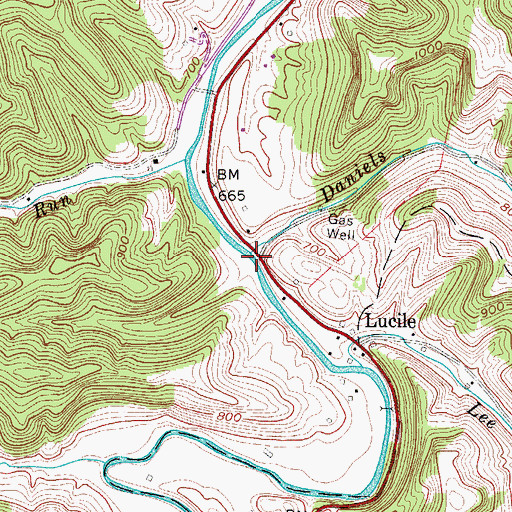 Topographic Map of Daniels Run, WV