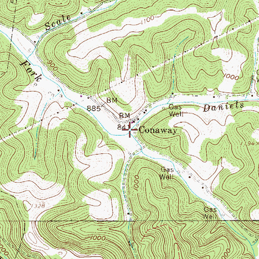 Topographic Map of Daniels Run, WV