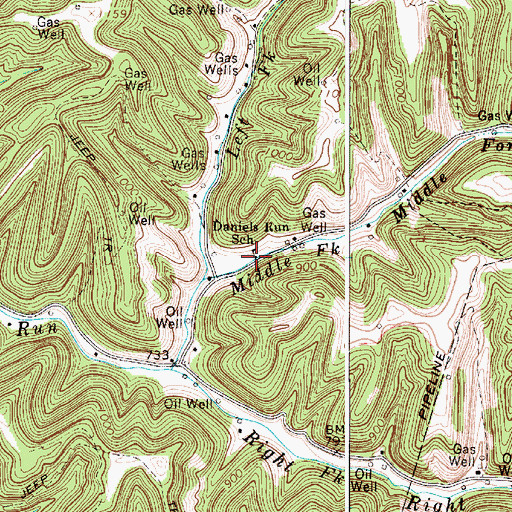 Topographic Map of Daniels Run School (historical), WV