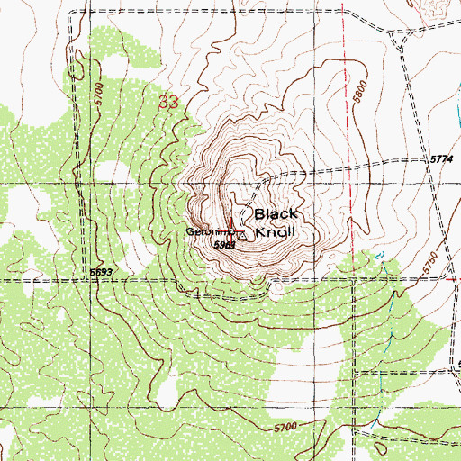 Topographic Map of Black Knoll, AZ