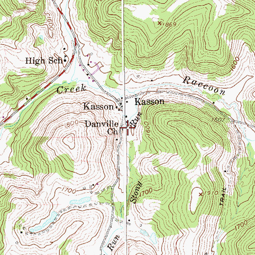 Topographic Map of Kasson United Methodist Church, WV
