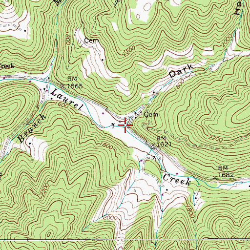 Topographic Map of Dark Hollow, WV
