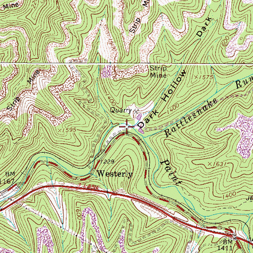 Topographic Map of Dark Hollow, WV