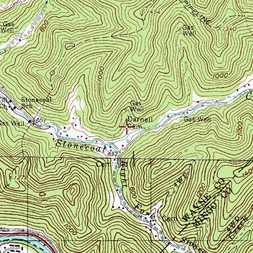 Topographic Map of Darnell Cemetery, WV