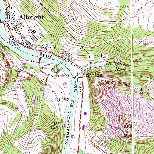 Topographic Map of Daugherty Run, WV