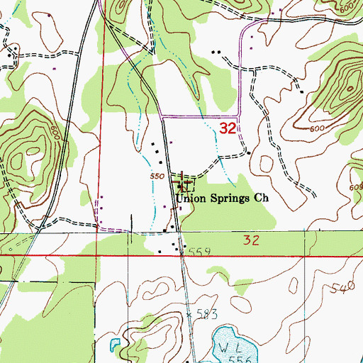 Topographic Map of Union Springs Freewill Baptist Church, AL