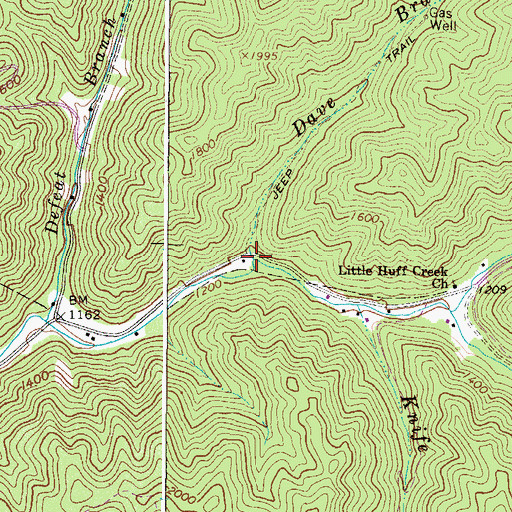 Topographic Map of Dave Branch, WV