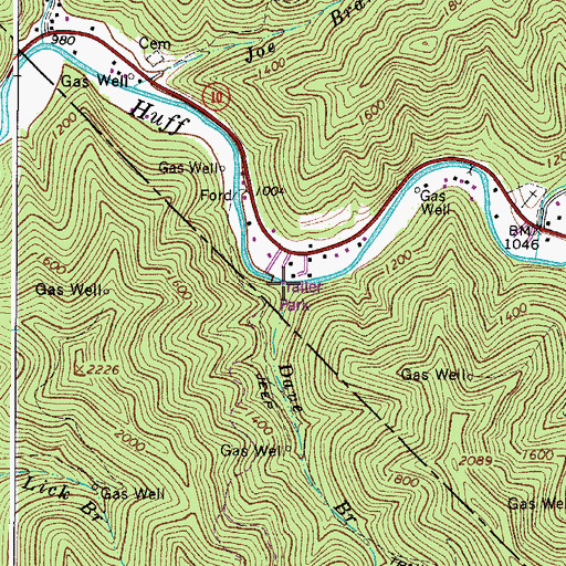 Topographic Map of Dave Branch, WV