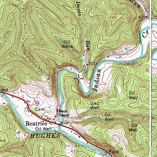 Topographic Map of Daves Run, WV
