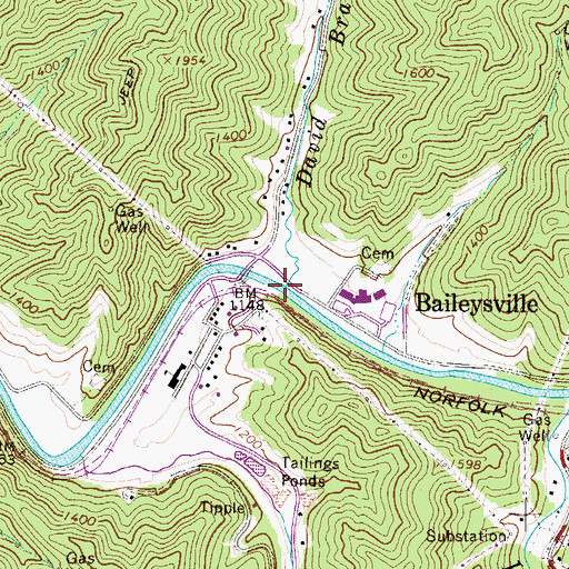 Topographic Map of David Branch, WV