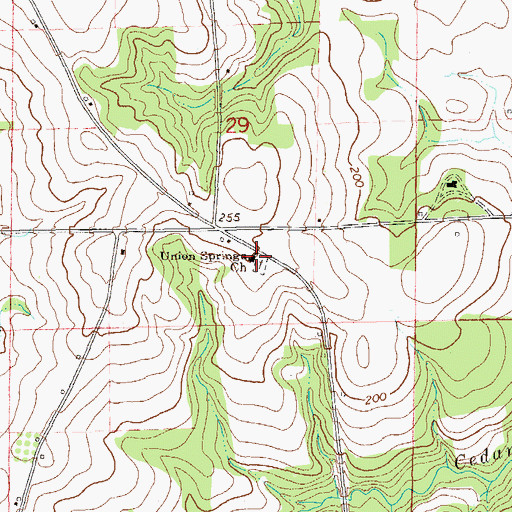 Topographic Map of Union Springs Free Will Baptist Church, AL