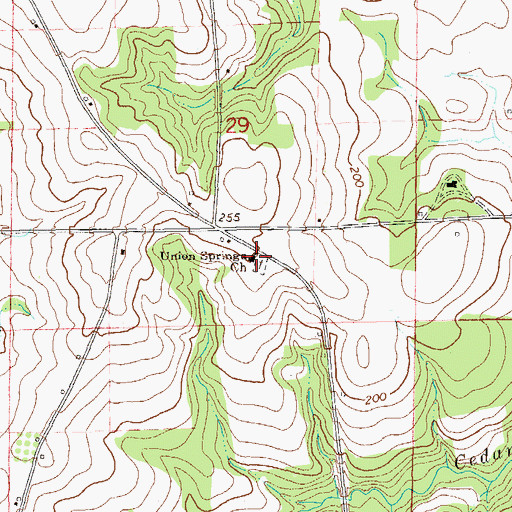 Topographic Map of Union Springs Free Will Baptist Church, AL