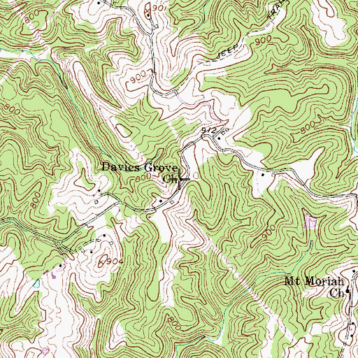 Topographic Map of Davies Grove Church, WV