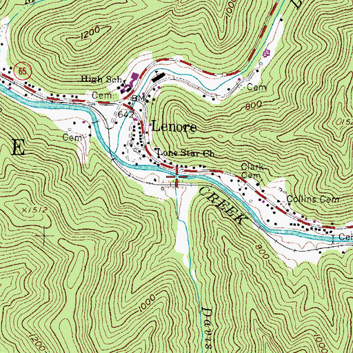 Topographic Map of Davis Branch, WV