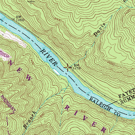 Topographic Map of Davis Branch, WV