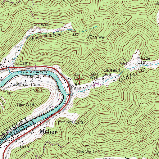 Topographic Map of Davis Cemetery, WV