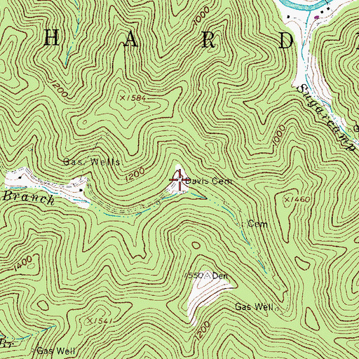 Topographic Map of Davis Cemetery, WV