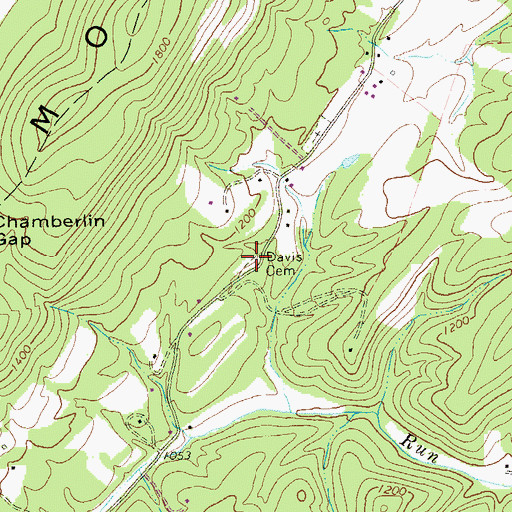 Topographic Map of Davis Cemetery, WV