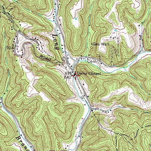 Topographic Map of Davis Chapel, WV