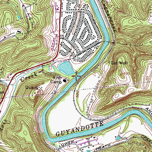 Topographic Map of Davis Creek, WV