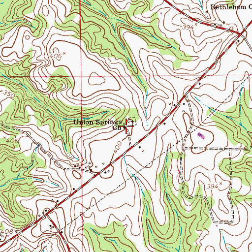 Topographic Map of Union Springs Primitive Baptist Church, AL