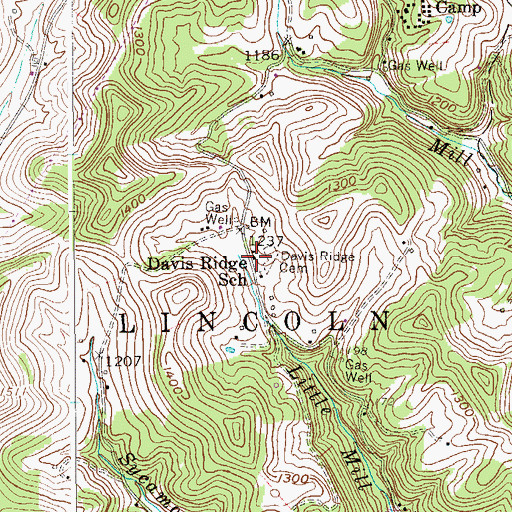 Topographic Map of Davis Ridge School (historical), WV