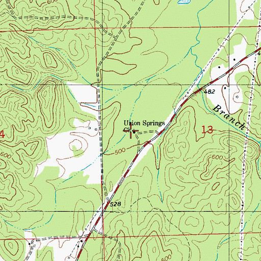 Topographic Map of Union Springs Baptist Church, AL