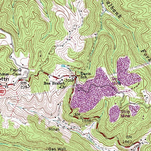 Topographic Map of Davis School (historical), WV