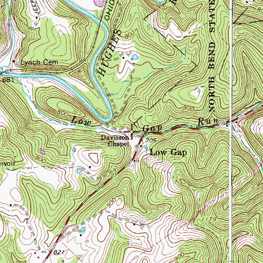 Topographic Map of Davisson Chapel, WV