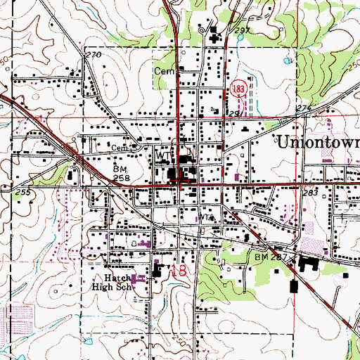 Topographic Map of Uniontown, AL