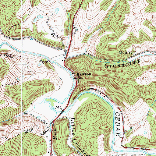Topographic Map of Dawson Church, WV