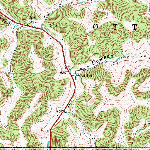 Topographic Map of Dawson Fork, WV
