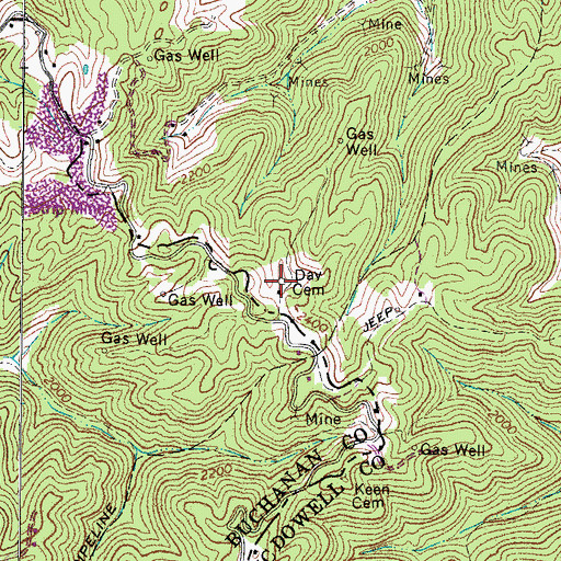Topographic Map of Day Cemetery, WV