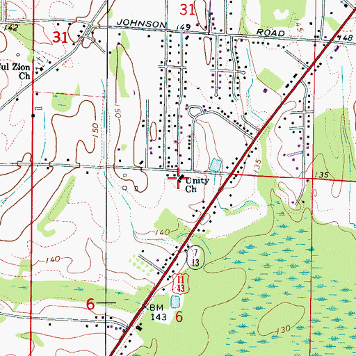 Topographic Map of Unity Baptist Church, AL