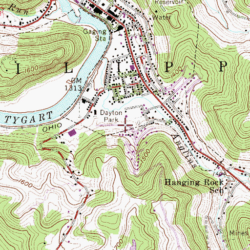 Topographic Map of Dayton Park, WV