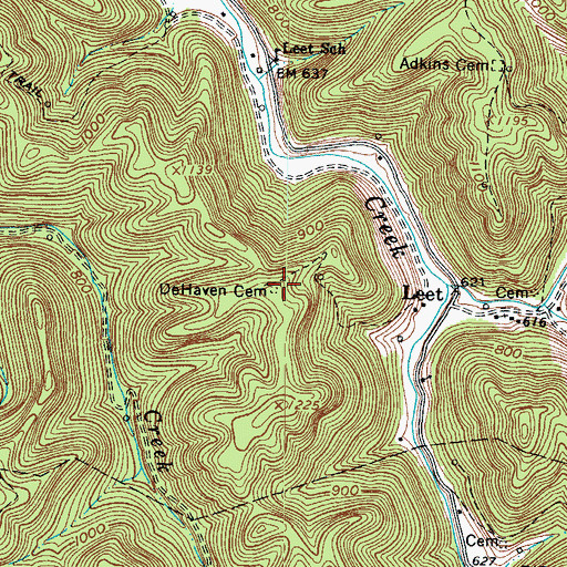 Topographic Map of DeHaven Cemetery, WV