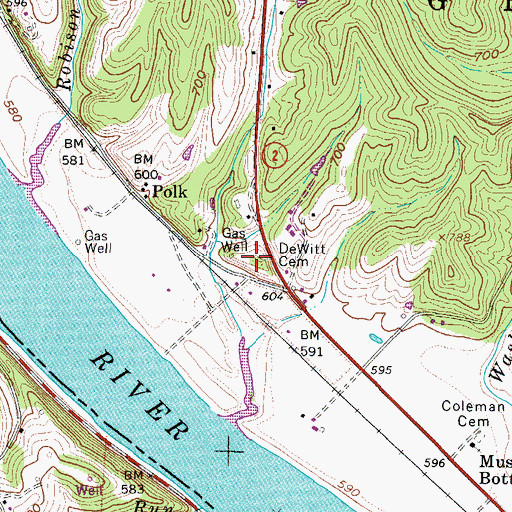 Topographic Map of DeWitt Cemetery, WV