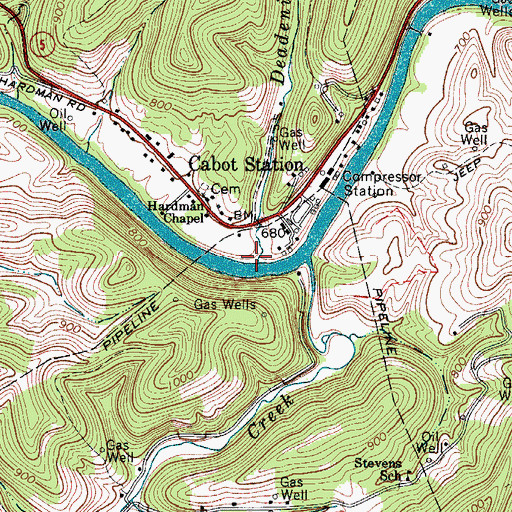 Topographic Map of Deadening Run, WV