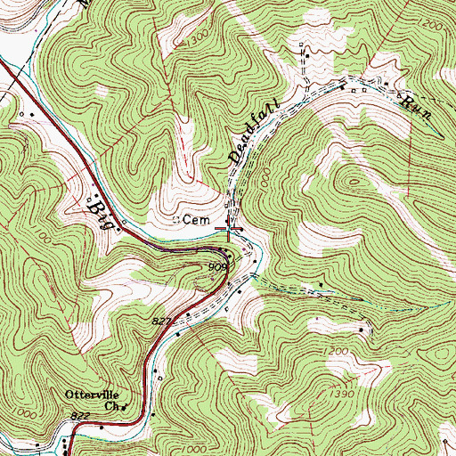 Topographic Map of Deadfall Run, WV