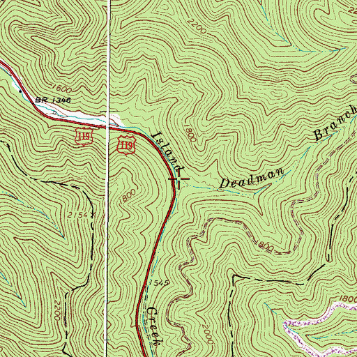 Topographic Map of Deadman Branch, WV