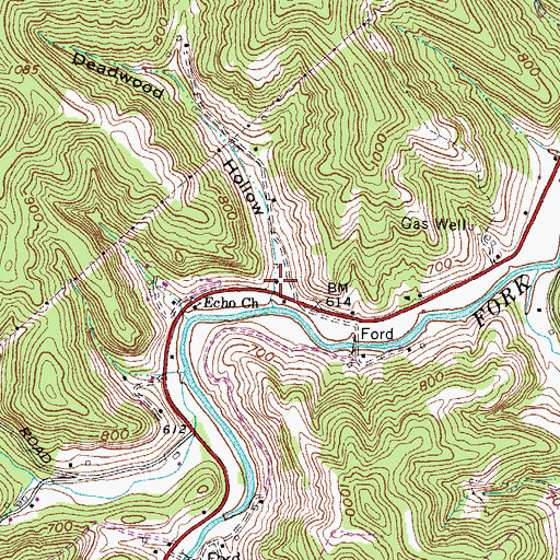 Topographic Map of Deadwood Hollow, WV