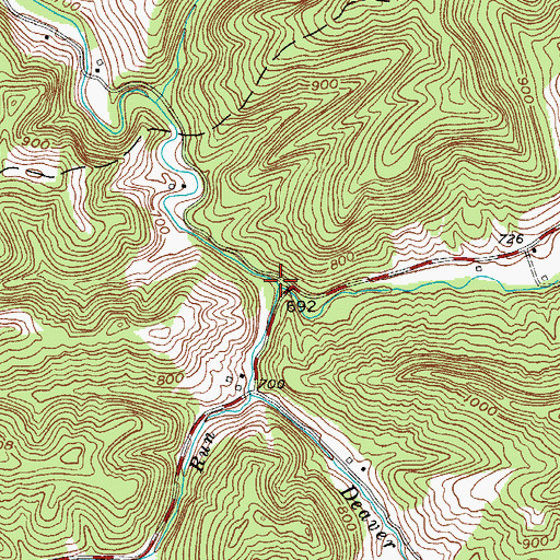Topographic Map of Deaver Fork, WV