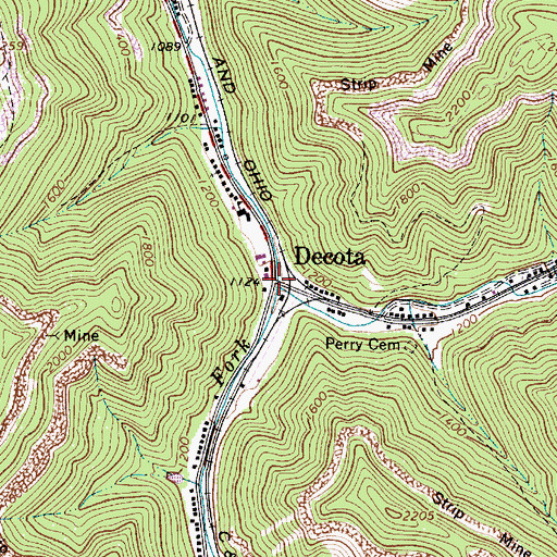 Topographic Map of Decota, WV