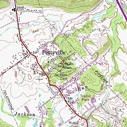 Topographic Map of Deem Cemetery, WV