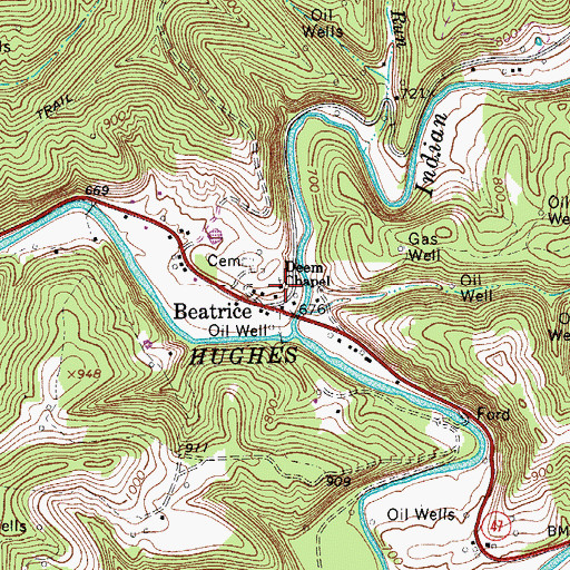 Topographic Map of Deem Chapel, WV
