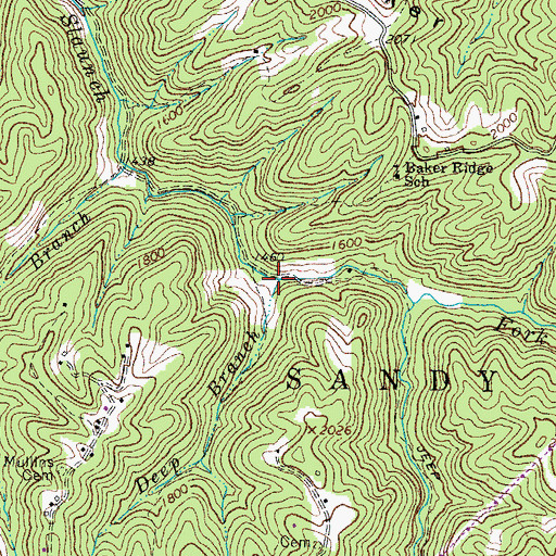 Topographic Map of Deep Branch, WV