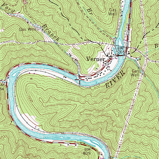 Topographic Map of Deep Ford Branch, WV