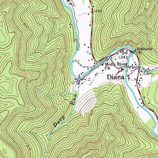 Topographic Map of Deep Run, WV