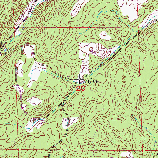 Topographic Map of Unity Baptist Church, AL