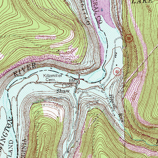 Topographic Map of Deep Run, WV